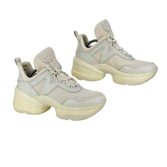 Michael Kors Olympia Trainer Sneakers Womens 10 Athletic Chunky Platform White