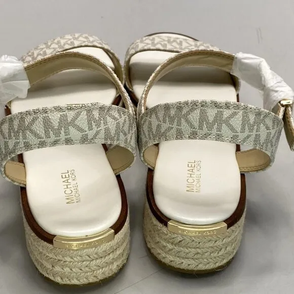 Michael Kors Richie Signature Logo Espadrille Sandals Vanilla Size 9.5W Platform