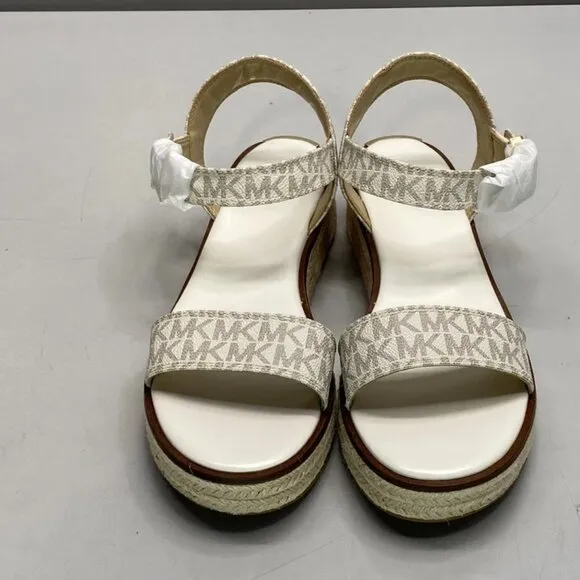 Michael Kors Richie Signature Logo Espadrille Sandals Vanilla Size 9.5W Platform