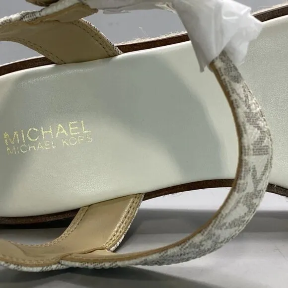 Michael Kors Richie Signature Logo Espadrille Sandals Vanilla Size 9.5W Platform