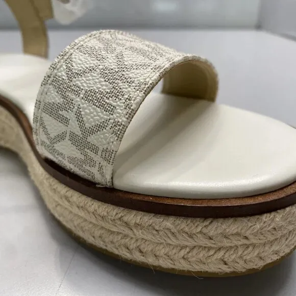Michael Kors Richie Signature Logo Espadrille Sandals Vanilla Size 9.5W Platform
