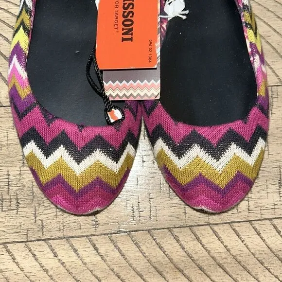 Missoni Designer 🧑‍🎨 Ballet 🩰 Flats 🥿 Chevron Zig Zag Knit 🧶 Fabric 70s 👀