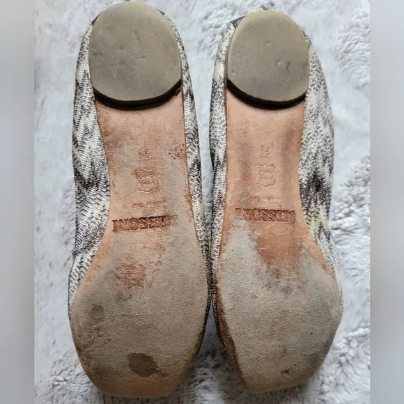 Missoni Gray/Brownscale Knit Scrunch Ballet Flats Size 38