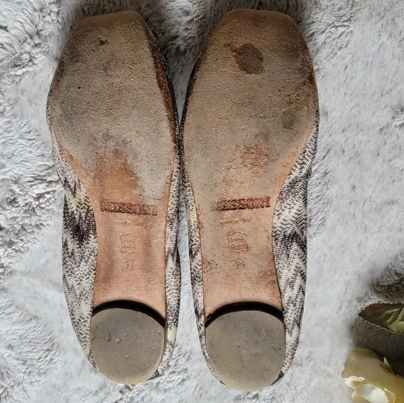 Missoni Gray/Brownscale Knit Scrunch Ballet Flats Size 38
