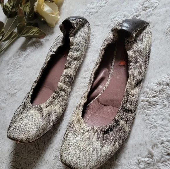 Missoni Gray/Brownscale Knit Scrunch Ballet Flats Size 38