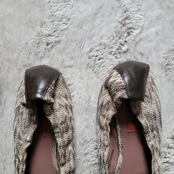 Missoni Gray/Brownscale Knit Scrunch Ballet Flats Size 38