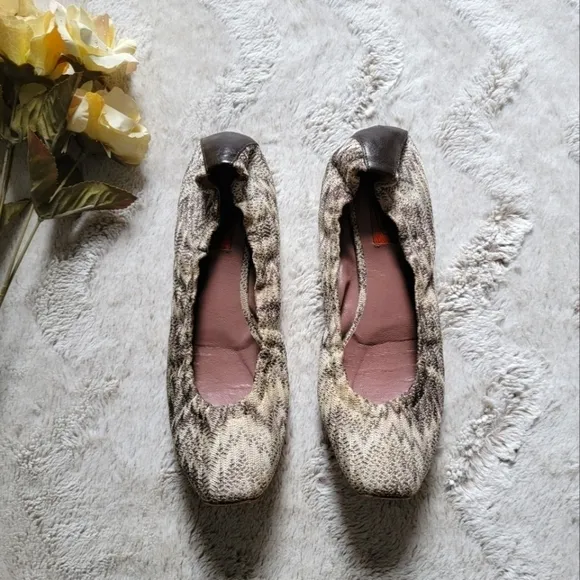 Missoni Gray/Brownscale Knit Scrunch Ballet Flats Size 38
