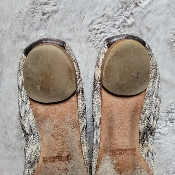 Missoni Gray/Brownscale Knit Scrunch Ballet Flats Size 38