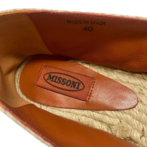 Missoni Women's 40 Espadrille Flats Loafers Shoes Tan Beige Neutral Classic $360