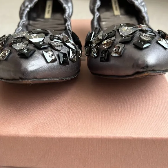 Miu Miu Button Jeweled Ballet Flats 41