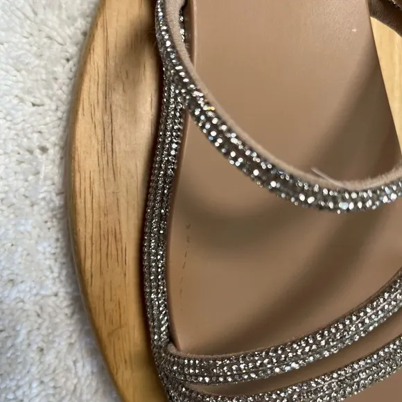 Mix No. 6 Moirea Women’s Rhinestone Sandals-Size: 9W/40-Flat Heel Shoes-Slip-On