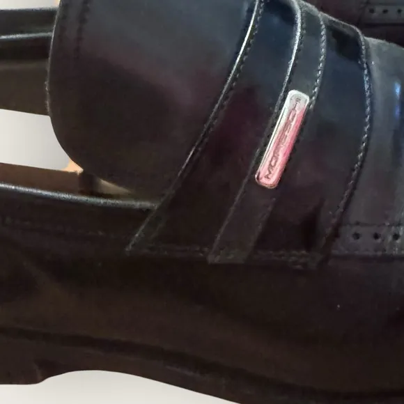 Moreschi Men’s Black Grey Flat Loafers Square Toe Resoled Timpson Dress Shoe Sz9