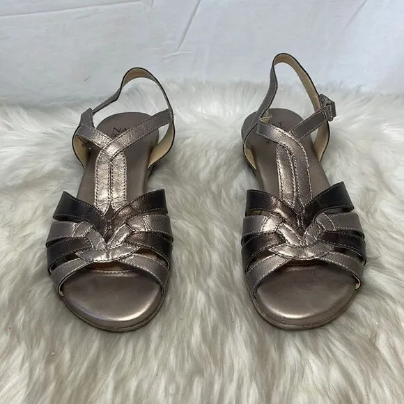 Naturalizer Namora Bronze Leather Strappy Sandals Sz 8.5