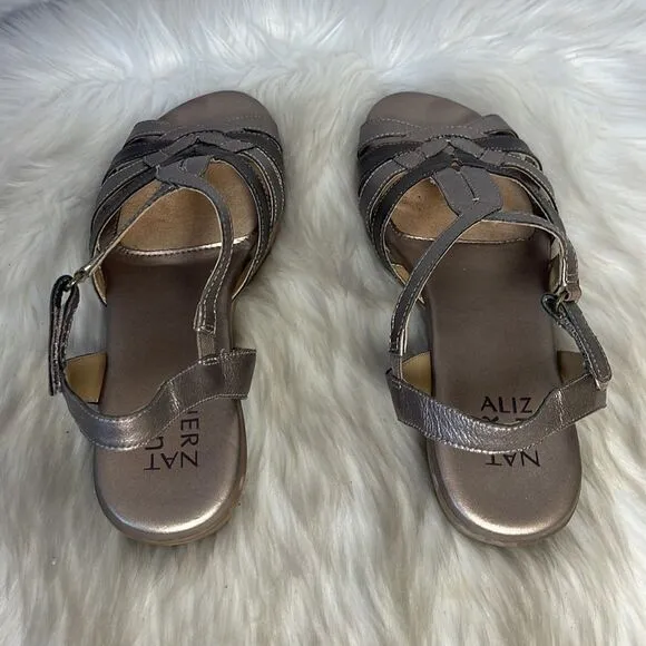 Naturalizer Namora Bronze Leather Strappy Sandals Sz 8.5