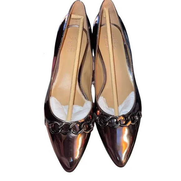 Naturalizer Pewter Leather Women's Becca Low Heel Pointed Toe Flats Size 8W New