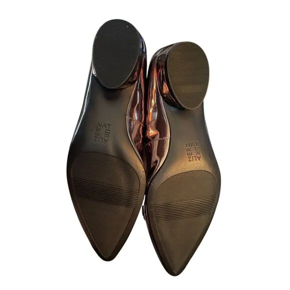 Naturalizer Pewter Leather Women's Becca Low Heel Pointed Toe Flats Size 8W New