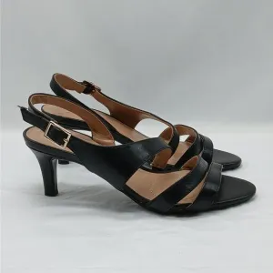 Naturalizer Taimi Shoes Women 7.5W Black Leather Slingback Open Toe Sandal Heels