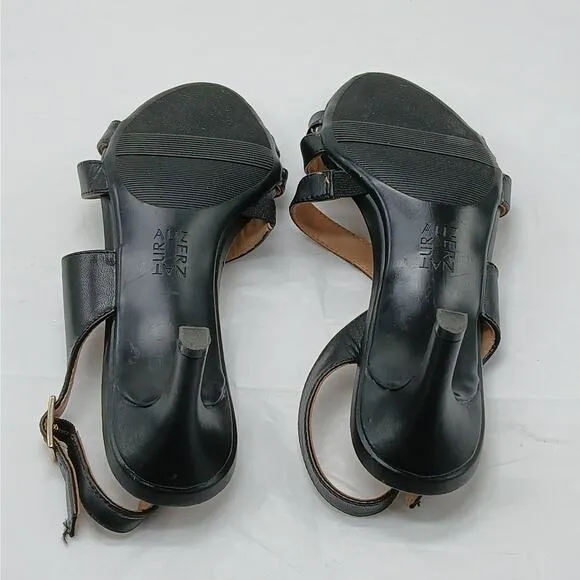 Naturalizer Taimi Shoes Women 7.5W Black Leather Slingback Open Toe Sandal Heels