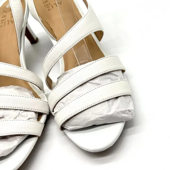 Naturalizer Womens Size 10 Taimi White Leather Dress Sandals Heels Shoes