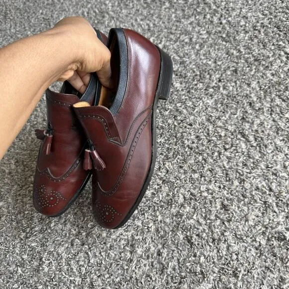Nettleton Men’s Size 8.5 C Red Leather Slip On Tasseled Loafers Dress Shoe