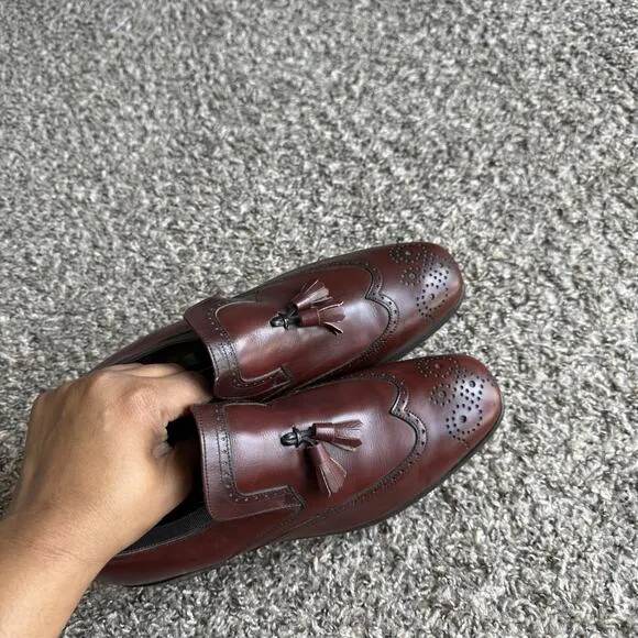 Nettleton Men’s Size 8.5 C Red Leather Slip On Tasseled Loafers Dress Shoe