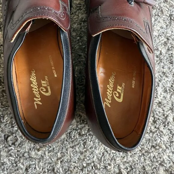 Nettleton Men’s Size 8.5 C Red Leather Slip On Tasseled Loafers Dress Shoe