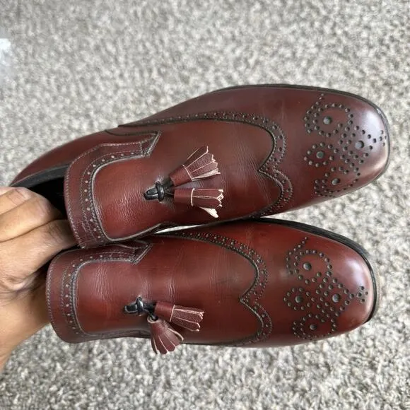 Nettleton Men’s Size 8.5 C Red Leather Slip On Tasseled Loafers Dress Shoe