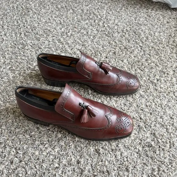 Nettleton Men’s Size 8.5 C Red Leather Slip On Tasseled Loafers Dress Shoe