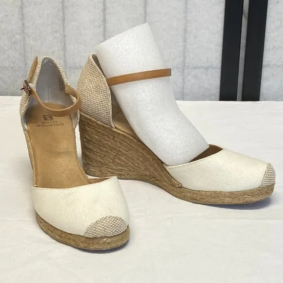 Neutral Ankle Strap Rope Wedge Heel Mamba Espadrilles NIB 9.5 White Mountain