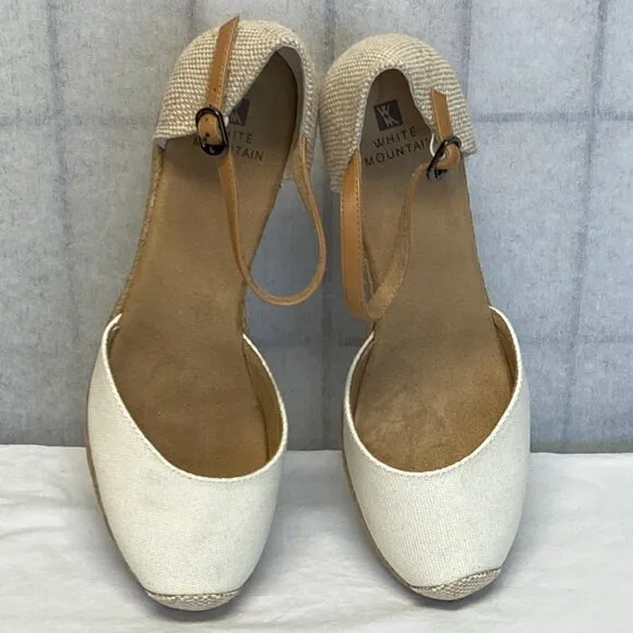 Neutral Ankle Strap Rope Wedge Heel Mamba Espadrilles NIB 9.5 White Mountain