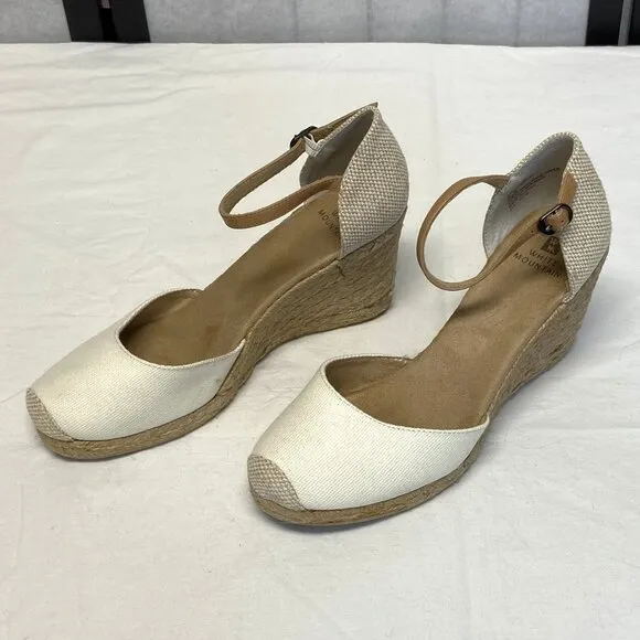 Neutral Ankle Strap Rope Wedge Heel Mamba Espadrilles NIB 9.5 White Mountain