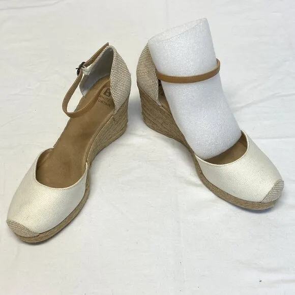Neutral Ankle Strap Rope Wedge Heel Mamba Espadrilles NIB 9.5 White Mountain