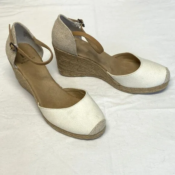 Neutral Ankle Strap Rope Wedge Heel Mamba Espadrilles NIB 9.5 White Mountain
