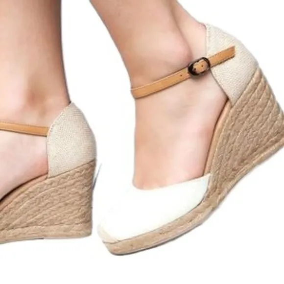 Neutral Ankle Strap Rope Wedge Heel Mamba Espadrilles NIB 9.5 White Mountain