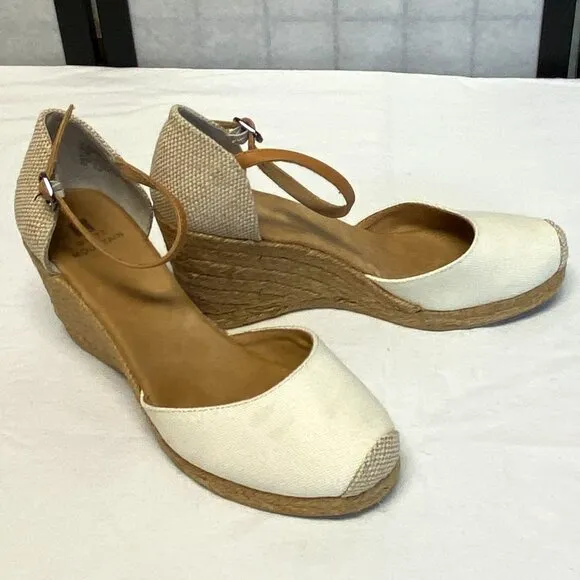 Neutral Ankle Strap Rope Wedge Heel Mamba Espadrilles NIB 9.5 White Mountain