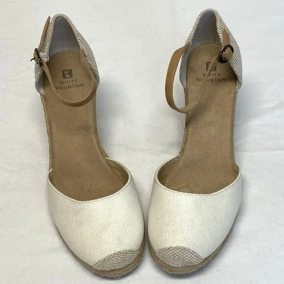 Neutral Ankle Strap Rope Wedge Heel Mamba Espadrilles NIB 9.5 White Mountain