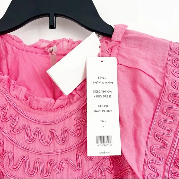 NEW $598 Veronica Beard Keely Pink Dark Peony Mini Dress Size 4