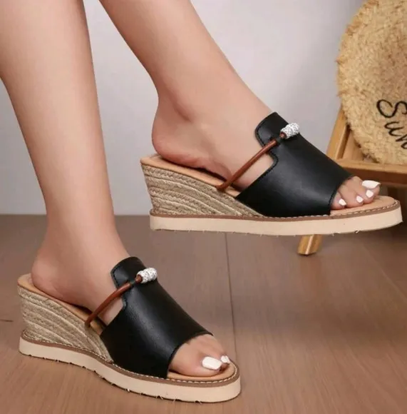 New Arrival Summer One-Piece Open-Toe Fashionable Women's Wedge Heel Platform