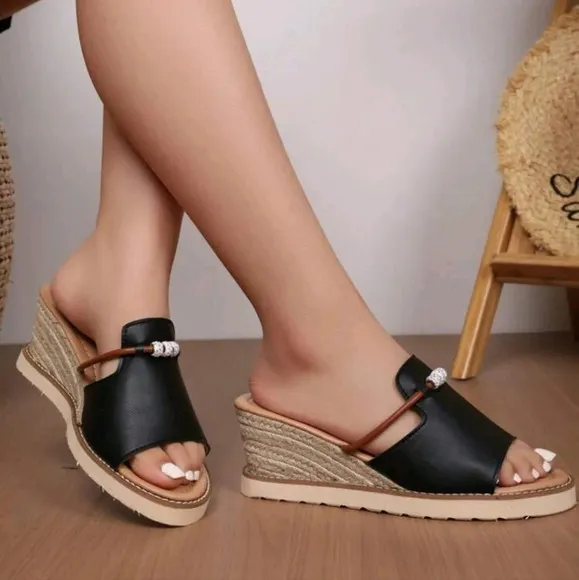 New Arrival Summer One-Piece Open-Toe Fashionable Women's Wedge Heel Platform