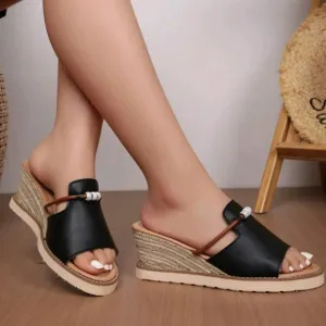 New Arrival Summer One-Piece Open-Toe Fashionable Women's Wedge Heel Platform