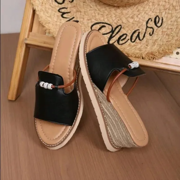 New Arrival Summer One-Piece Open-Toe Fashionable Women's Wedge Heel Platform