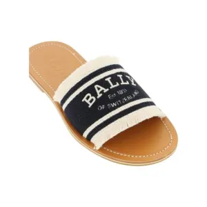 NEW BALLY women's bianka flat sandals in black &amp; bone