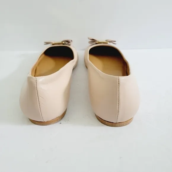 NEW BRUNO MAGLI Mina Bow Beige Leather Ballet Flats