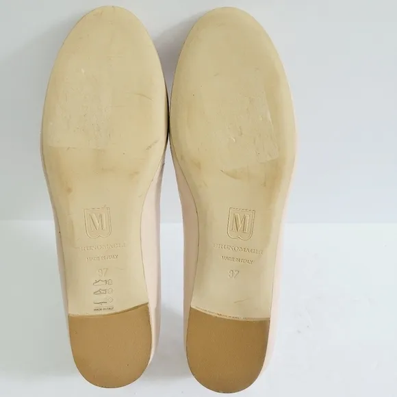 NEW BRUNO MAGLI Mina Bow Beige Leather Ballet Flats