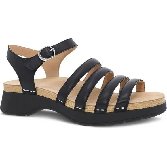 New  Dansko Roxie Sandals Strappy Nappa Leather Black Size 39 US 8.5-9