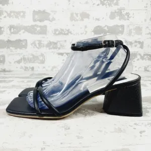 NEW Dolce Vita Black Strappy Buckle Ankle Strap Block Heeled Sandals M378