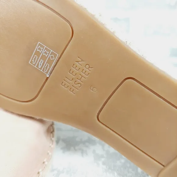 NEW Eileen Fisher Leather Elastic Lace Up Cream Tan Espadrilles E400