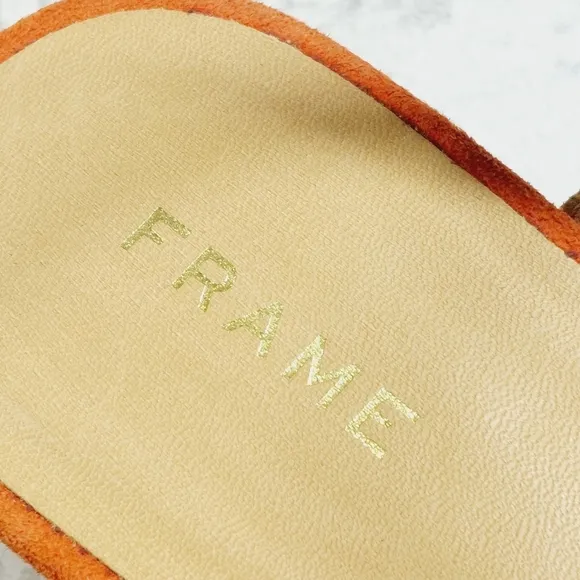 NEW Frame Le Braxton Orange Suede Strappy Sandals D986
