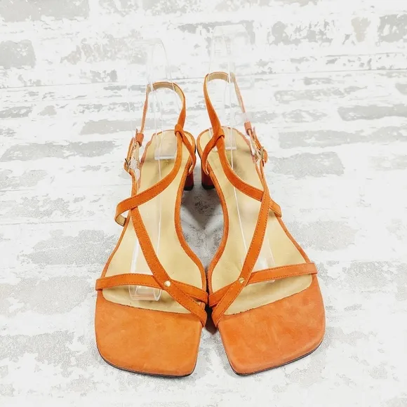 NEW Frame Le Braxton Orange Suede Strappy Sandals D986