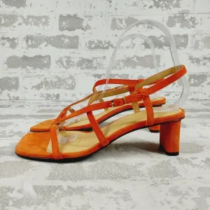 NEW Frame Le Braxton Orange Suede Strappy Sandals D986